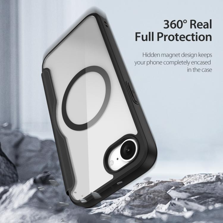Funda de Cuero para iPhone 16E Dux Ducis Skin X Pro Series con Soporte para Anillo Magsafe (Negro)
