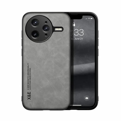 Funda de Cuero Magnética con Tacto de Piel para Redmi K80 Pro (Gris Claro)