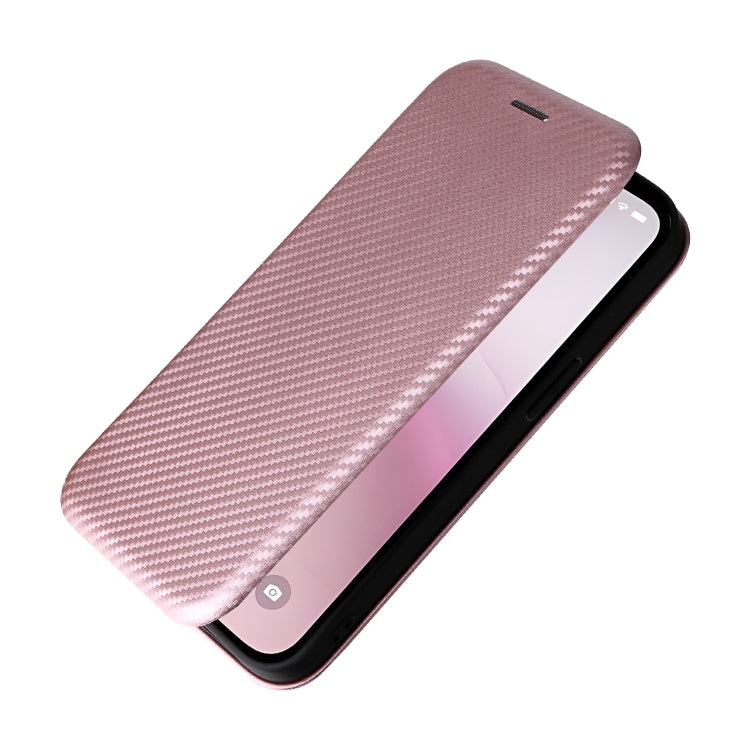 Funda de Cuero con Tapa y Textura de Fibra de Carbono para iPhone 16E (Rosa)