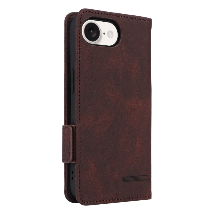 Funda de Cuero con Cierre Magnético para iPhone 16E (Marrón)