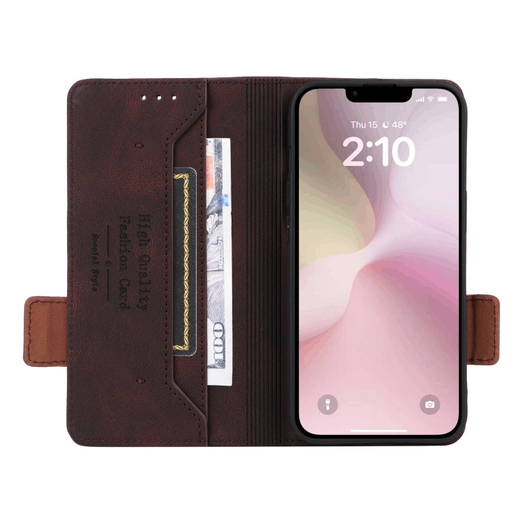 Funda de Cuero con Cierre Magnético para iPhone 16E (Marrón)