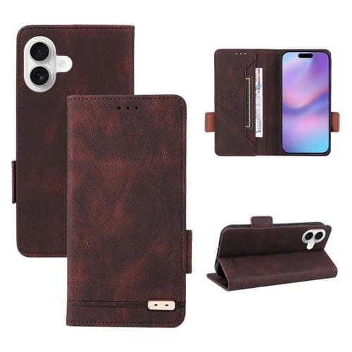 Funda de cuero con cierre magnético para iPhone 17 (marrón)