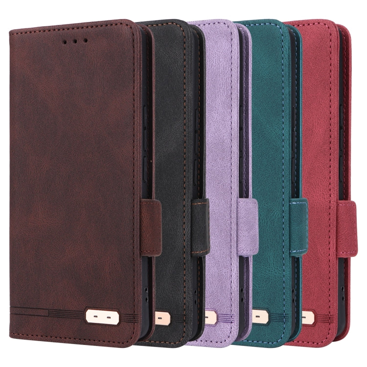 Funda de Cuero con Cierre Magnético para iPhone 16E (Morado)