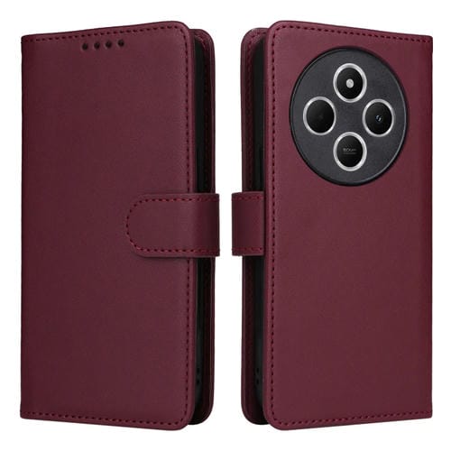 Funda para Teléfono Redmi 14C 4G Betopnice Bn-005 2 En 1 de Piel Auténtica de Imitación Desmontable (Rojo Vino)