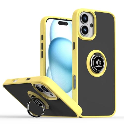 Funda de TPU + PC con anillo para iPhone 16 Plus Q Shadow 1 Series (amarilla)