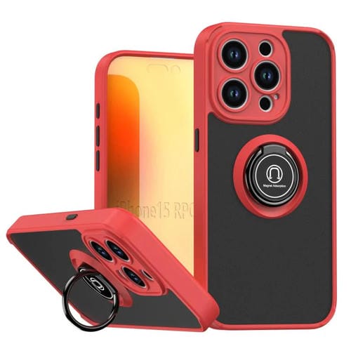 Funda de TPU + PC con anillo para iPhone 15 Pro Q Shadow 1 Series (roja)