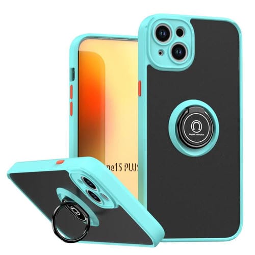 Funda de TPU + PC con anillo para iPhone 15 Plus Q Shadow 1 Series (azul cielo)