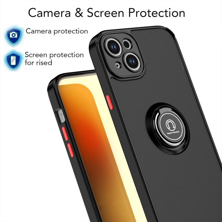Funda de TPU + PC con anillo para iPhone 15 Plus Q Shadow 1 Series (verde militar)