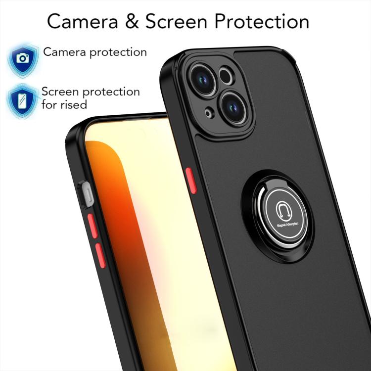 Funda de TPU + PC con anillo para iPhone 15 Q Shadow 1 Series (Negro + Negro)