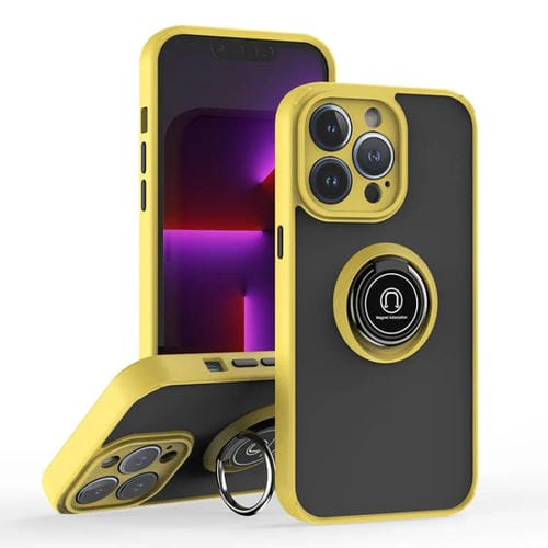 Funda de TPU + PC con anillo para iPhone 13 Pro Q Shadow 1 Series (amarilla)