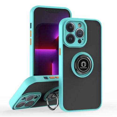 Funda de TPU + PC con anillo para iPhone 13 Pro Q Shadow 1 Series (azul cielo)