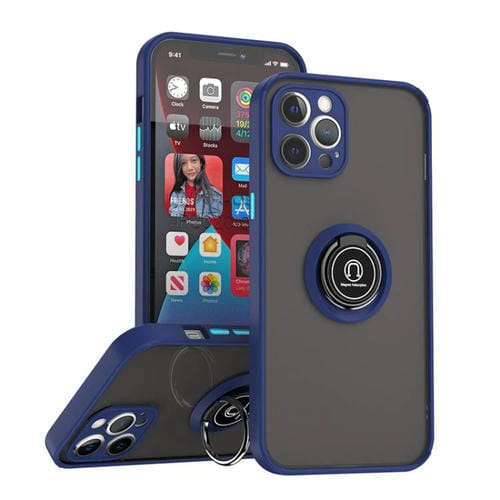 Funda de TPU + PC con anillo para iPhone 12 Pro Max Q Shadow 1 Series (azul real)