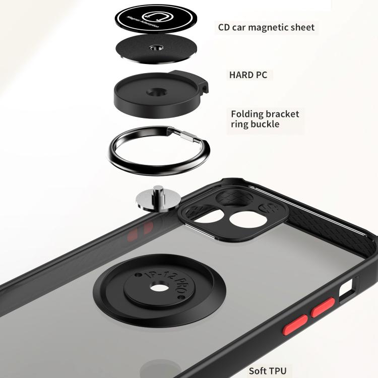 Funda de TPU + PC con anillo para iPhone 12 Q Shadow 1 Series (Negro + Negro)