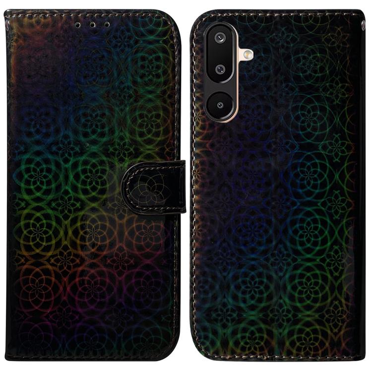 Funda de cuero con hebilla magnética colorida para Samsung Galaxy M16 5G / F16 5G / M36 5G (negra)