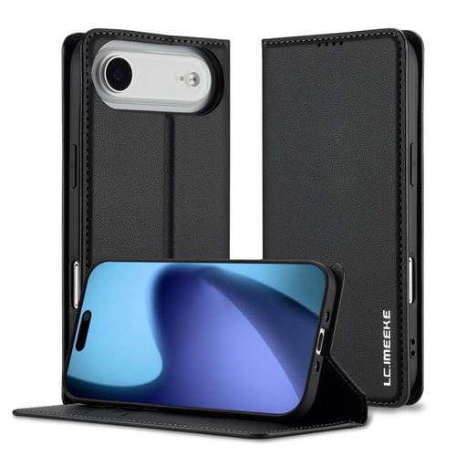 Funda de PU con textura fina esmerilada para iPhone 17 Air LC.IMEEKE L1 Series (negra)