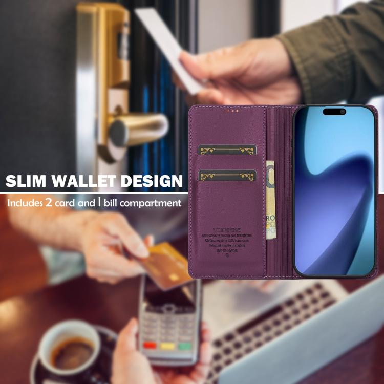 Funda de PU con textura fina esmerilada para iPhone 17 Air LC.IMEEKE L1 Series (morada)