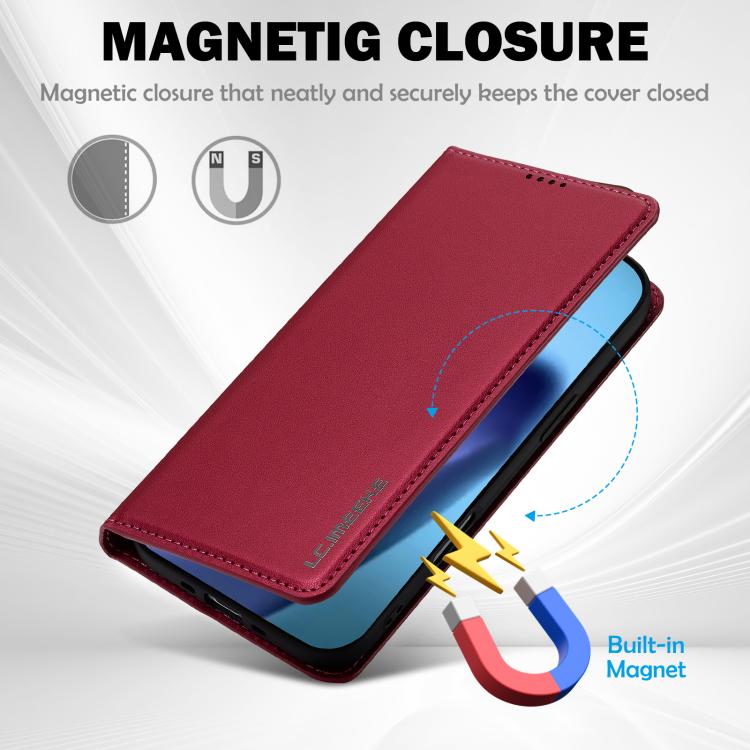 Funda de PU con textura fina esmerilada para iPhone 17 Air LC.IMEEKE L1 Series (Roja)
