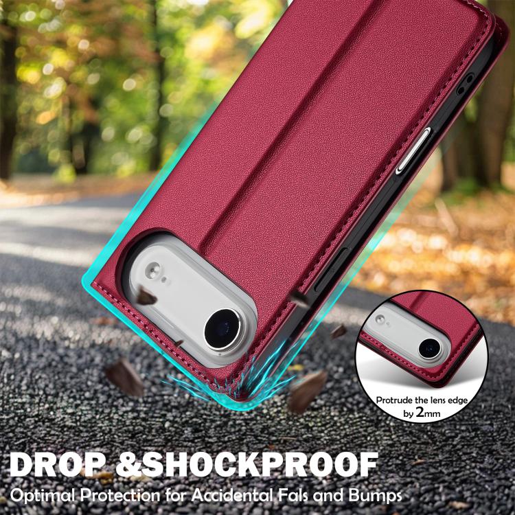 Funda de PU con textura fina esmerilada para iPhone 17 Air LC.IMEEKE L1 Series (Roja)