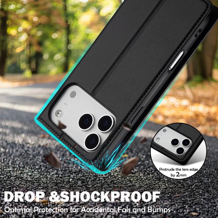 Funda de PU con textura fina esmerilada LC.IMEEKE L1 para iPhone 17 Pro Max (negra)