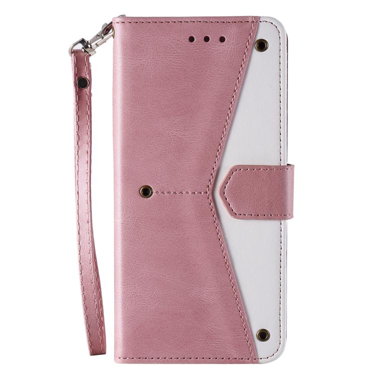Funda para iPhone 16E Piel de Becerro Textura y Costuras Efecto Piel de Uña (Oro Rosa)