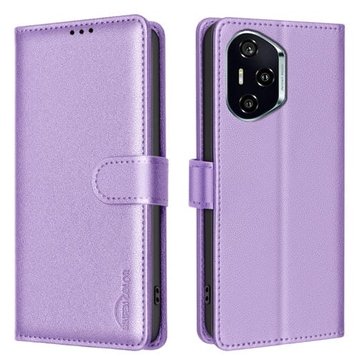 Funda de Cuero Antirrobo Rfid con Textura de Lichi para Honor 300 Pro/300 Ultra (Morado)