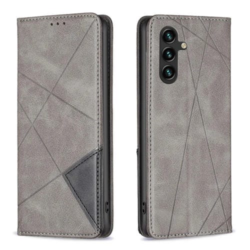 Funda Cuero Magnética Samsung Galaxy A26 5G Textura Rombos (Gris)