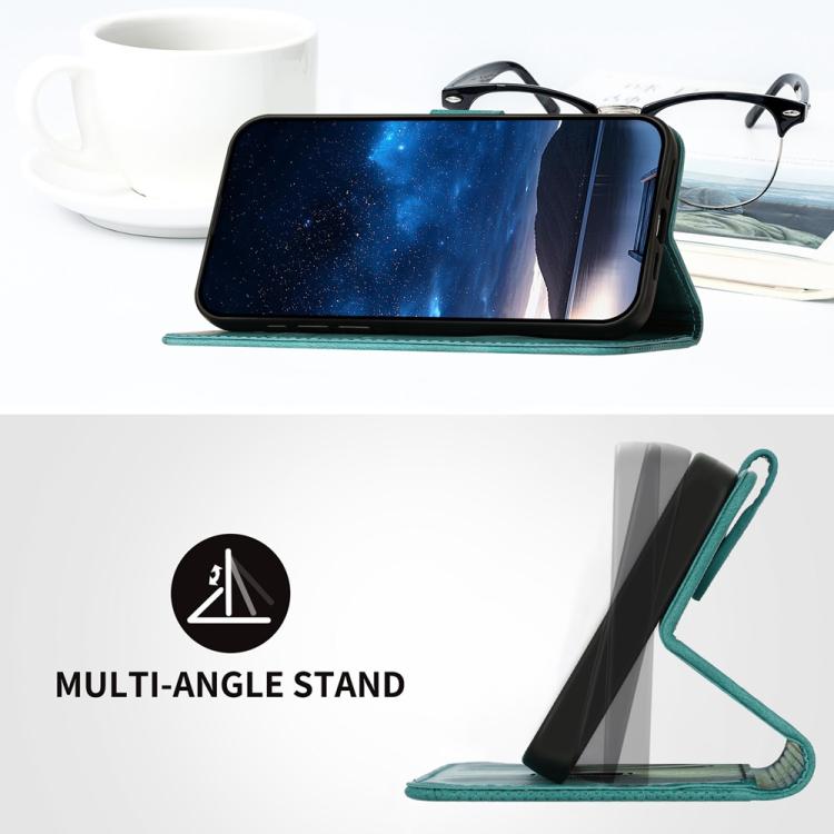 Funda de Cuero para Infinix Hot 12I con Diseño de Mariposas en Relieve y Cordón (Azul Claro)
