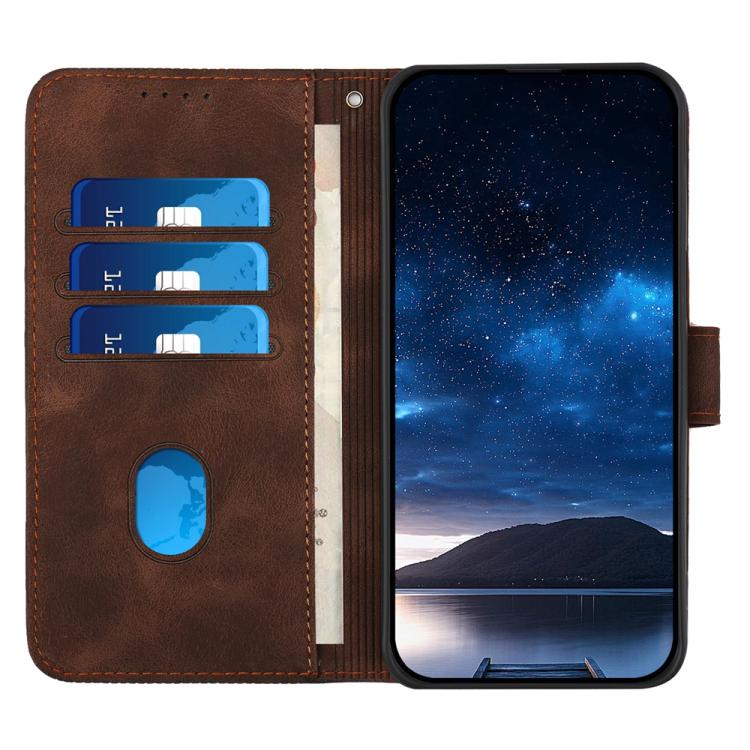 Funda de Cuero para Infinix Hot 20 4G con Diseño de Mariposa en Relieve y Cordón (Café)