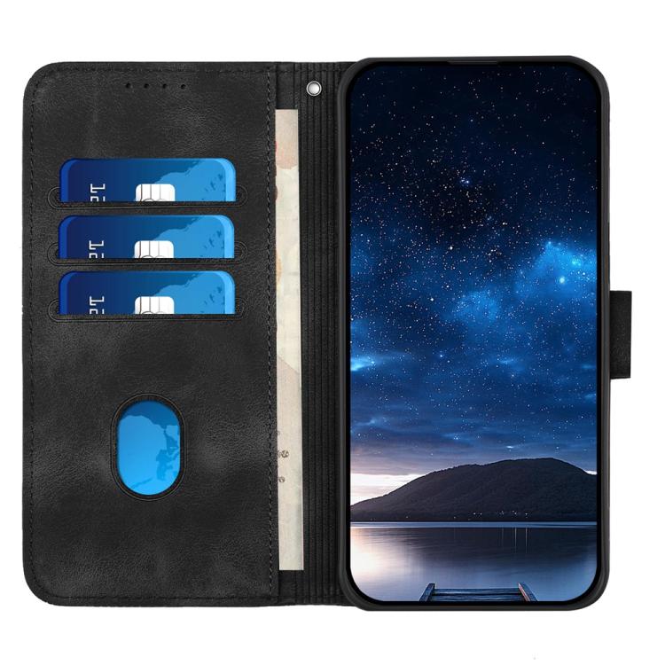 Funda de Cuero para Infinix Hot 50 Pro 4G con Diseño Mariposa en Relieve y Cordón (Negro)