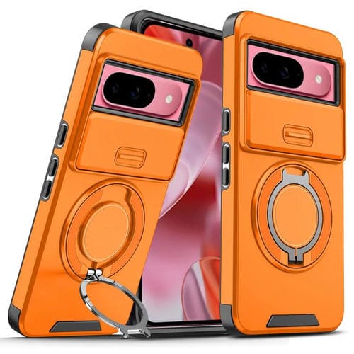 Funda deslizante con anillo protector de cámara para Google Pixel 10/10 Pro (naranja)