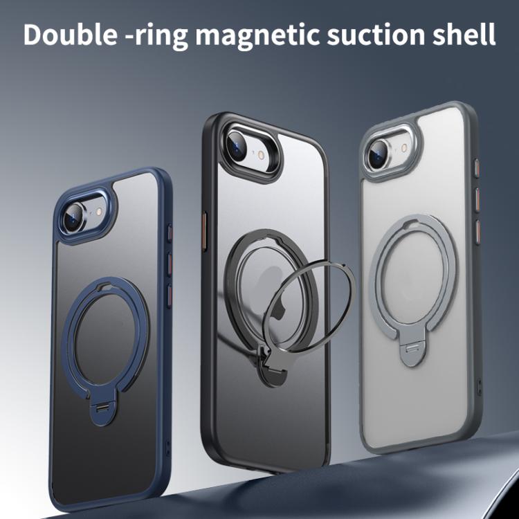 Funda para Teléfono con Soporte Magnético Magsafe Doble Anillo para iPhone 16E (Transparente)