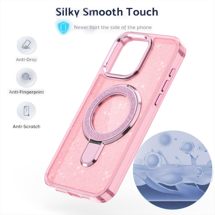 Funda para Teléfono iPhone 12 Pro Max con Soporte de Anillo Purpurina Magsafe (Blanca)