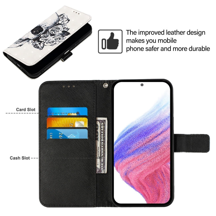 Funda de Cuero con Tapa Horizontal para Wiko T60 con Pintura 3D (Calavera)