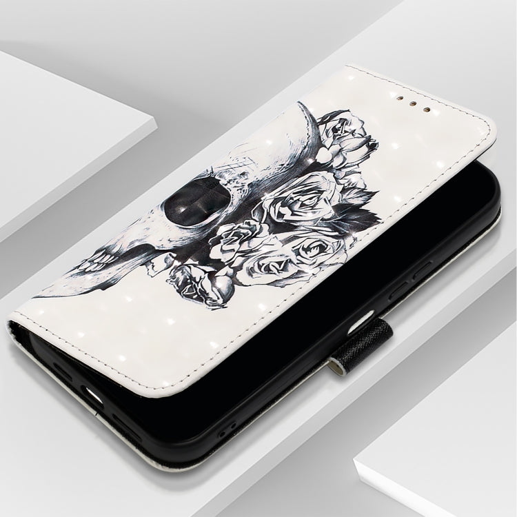 Funda de Cuero con Tapa Horizontal para Wiko T60 con Pintura 3D (Calavera)