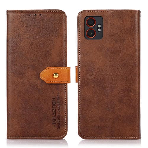 Funda de piel de vacuno bicolor KHAZNEH para Samsung Galaxy XCover7 Pro (marrón)