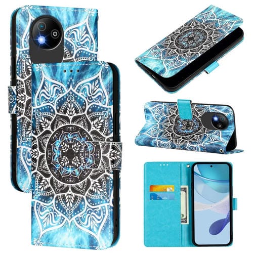 Funda de teléfono cuero ZTE Blade A35 Lite/A35 Core patrón Mandala Submarina