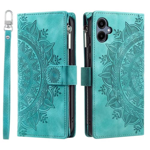 Funda de cuero con cremallera y múltiples tarjetas para Samsung Galaxy A07 4G (verde)