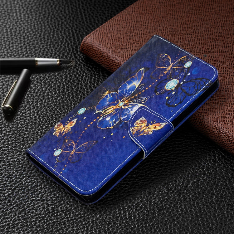 Estuche de Cuero abatible Samsung Galaxy Note20 patrón dibujo soporte ranuras tarjetas billetera (Mariposa Púrpura)