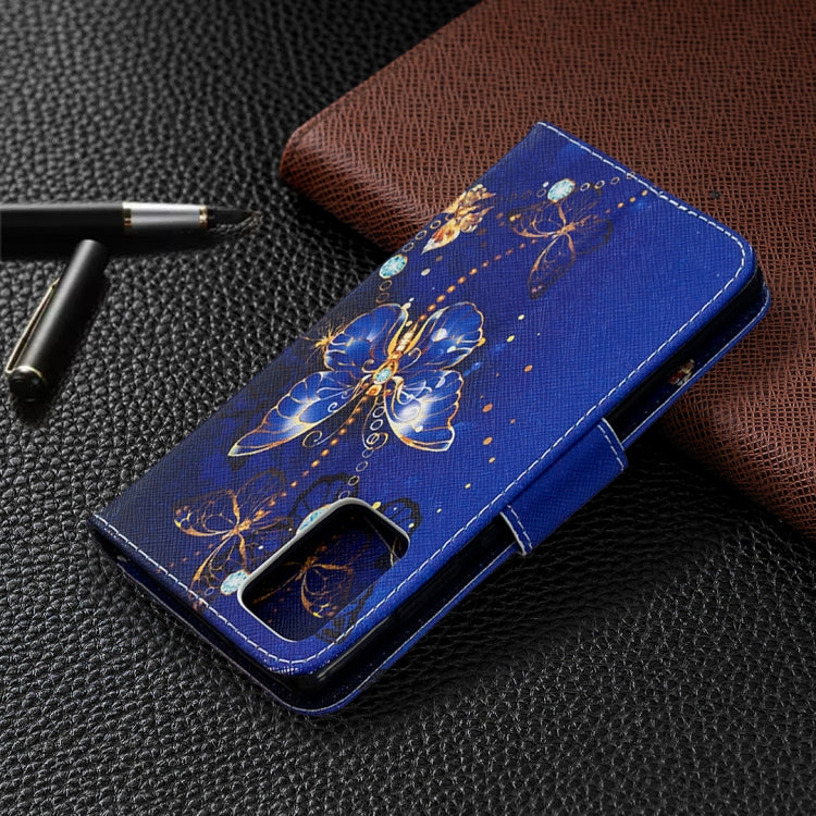 Estuche de Cuero abatible Samsung Galaxy Note20 patrón dibujo soporte ranuras tarjetas billetera (Mariposa Púrpura)