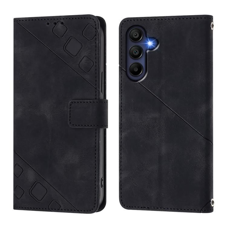 Funda de piel con relieve para Samsung Galaxy A17 5G (negra)