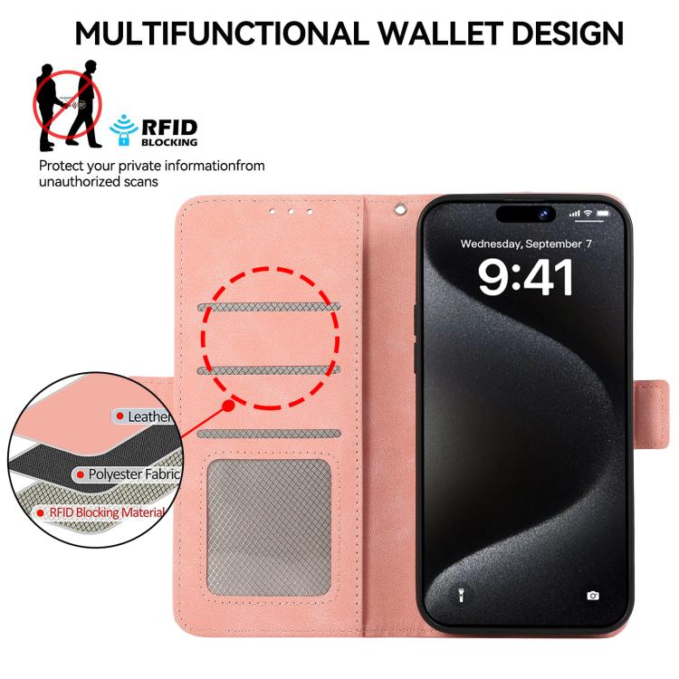 Funda de Cuero Abeel con Imán Rfid y Diseño Esmerilado para OnePlus 13R Global (Rosa)