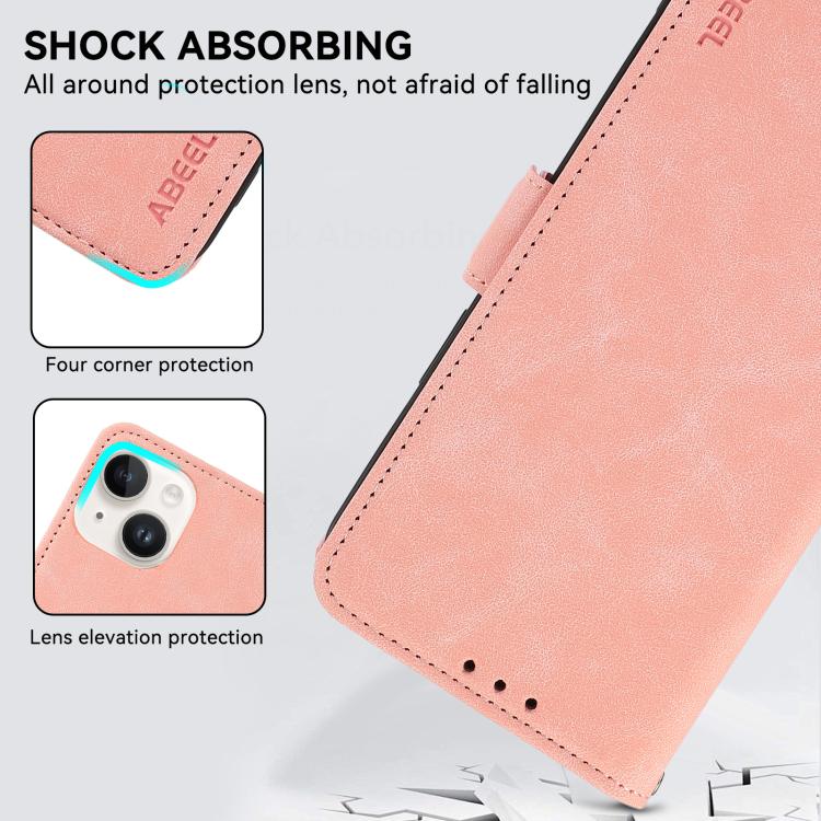 Funda de Cuero Abeel con Imán Rfid y Diseño Esmerilado para OnePlus 13R Global (Rosa)