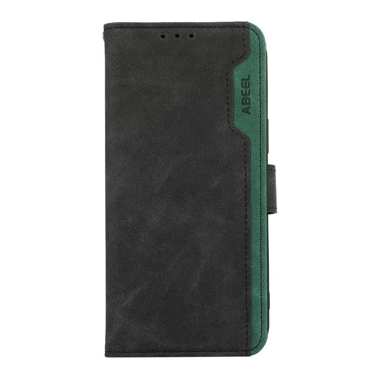 Funda de Cuero Abeel con Bloqueo de Color para OnePlus 13R Global (Negro y Verde)