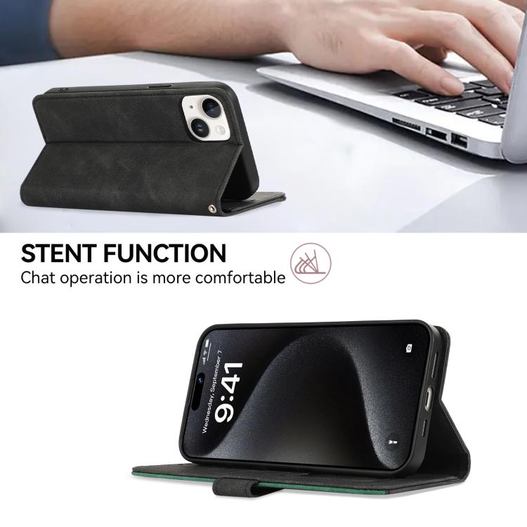 Funda de Cuero Abeel con Bloqueo de Color para OnePlus 13R Global (Negro y Verde)