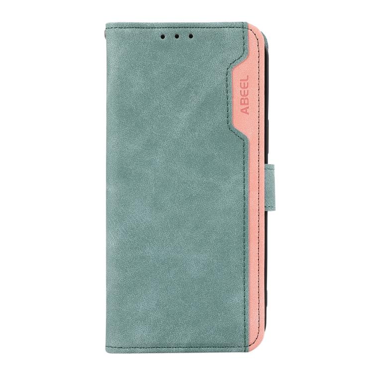 Funda de Cuero con Bloqueo de Color Abeel para OnePlus 13R Global (Cian-Rosa)