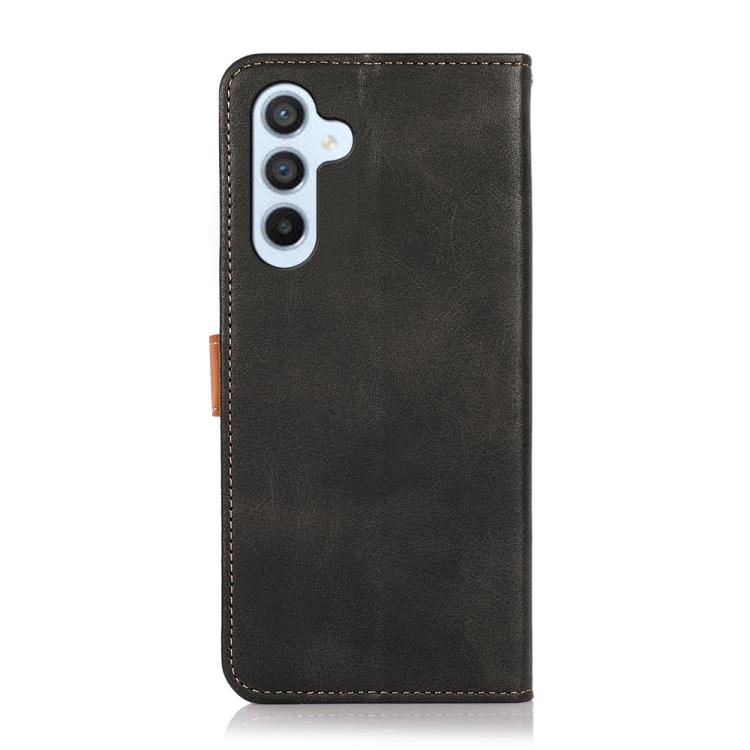 Funda de piel de vacuno bicolor KHAZNEH para Samsung Galaxy A17 5G (negra)