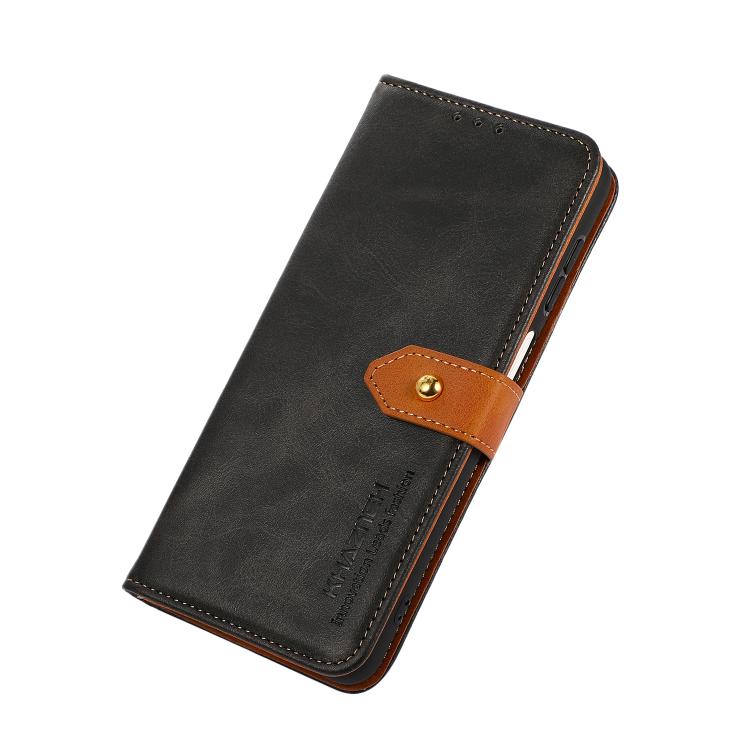 Funda de piel de vacuno bicolor KHAZNEH para Samsung Galaxy A17 5G (negra)