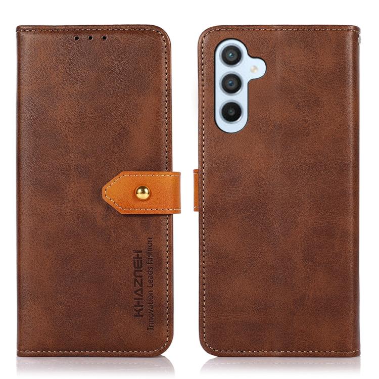 Funda de piel de vacuno bicolor KHAZNEH para Samsung Galaxy A17 5G (marrón)