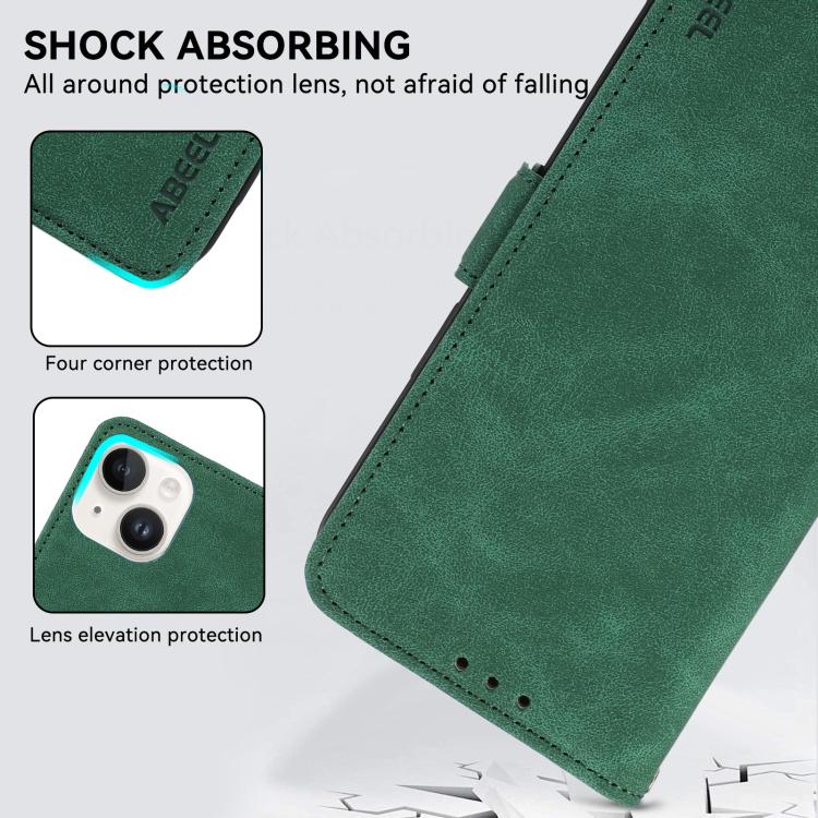 Funda de cuero magnético ABEEL con protección RFID para Samsung Galaxy A07 5G (verde)