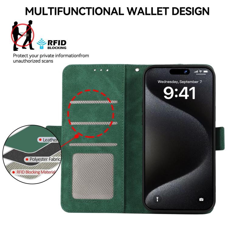 Funda de cuero magnético ABEEL con protección RFID para Samsung Galaxy A07 5G (verde)